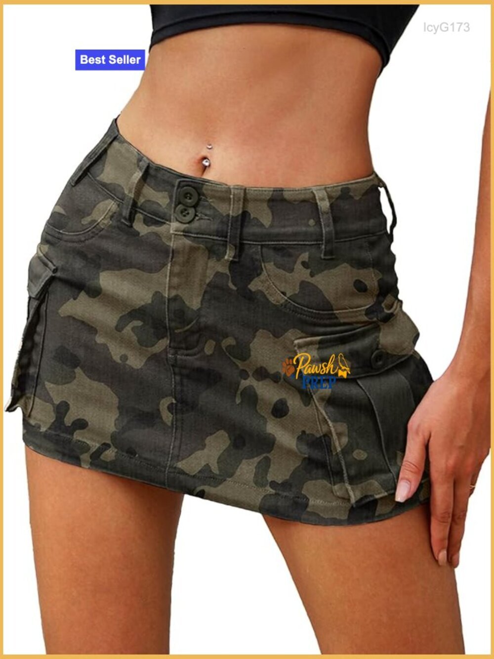 Low Rise Y2K Cargo Mini Skirt with Pockets High Stretch Cotton